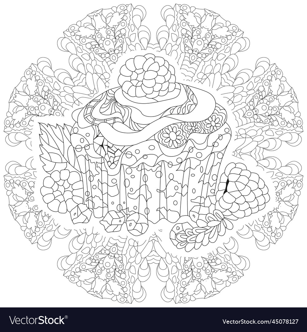 Decorative cupcake pattern on a patterned round