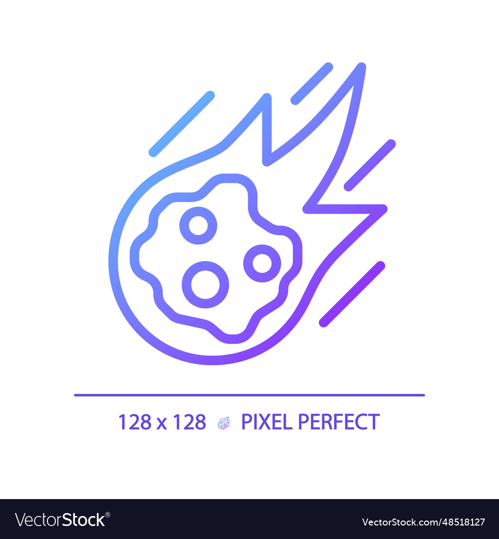 Falling comet pixel perfect gradient linear icon vector image Falling comet pixel perfect gradient linear icon