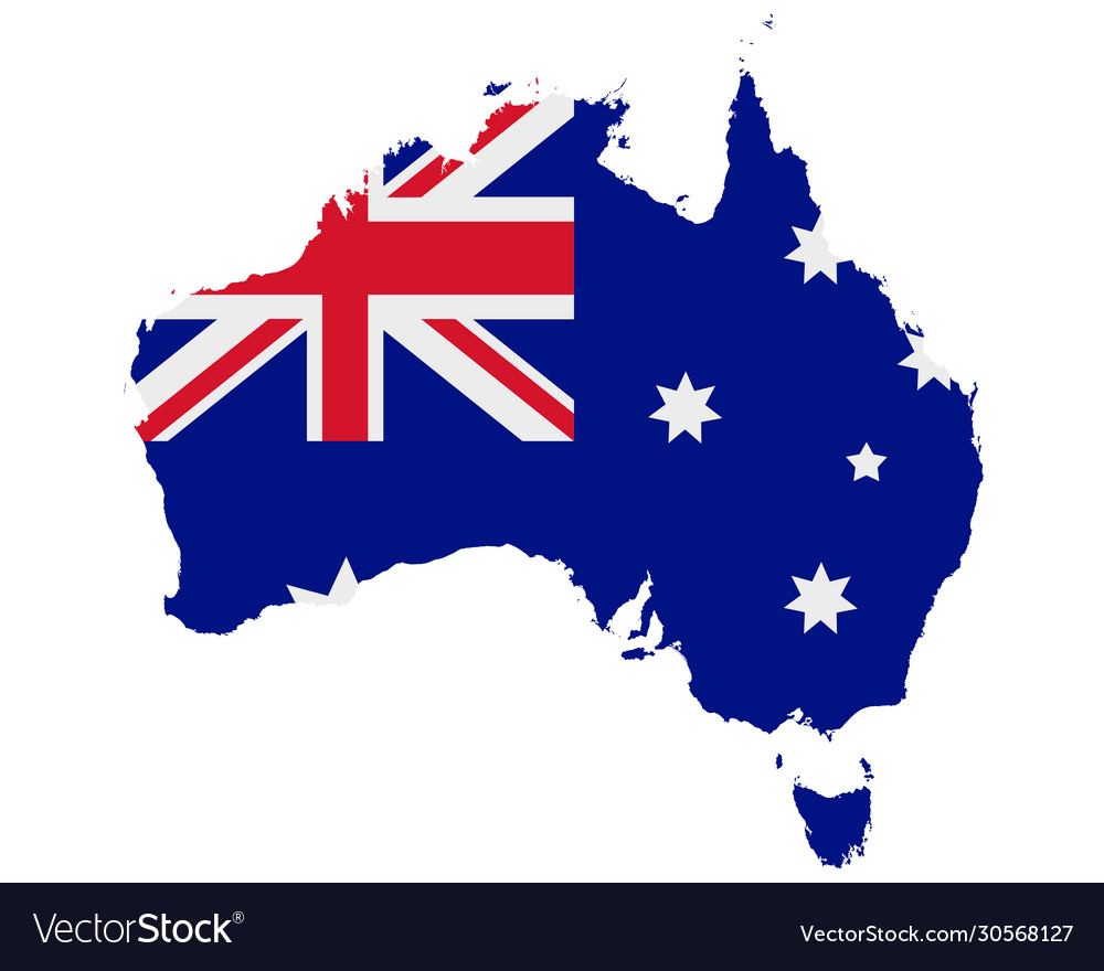 Flag in map australia Royalty Free Vector Image