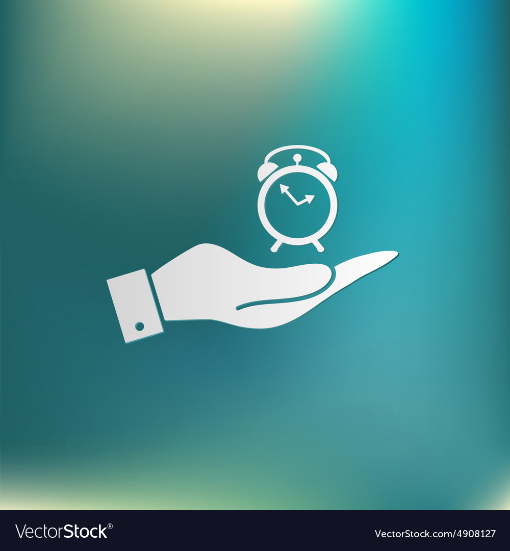 Hand holding a symbol morning alarm icon