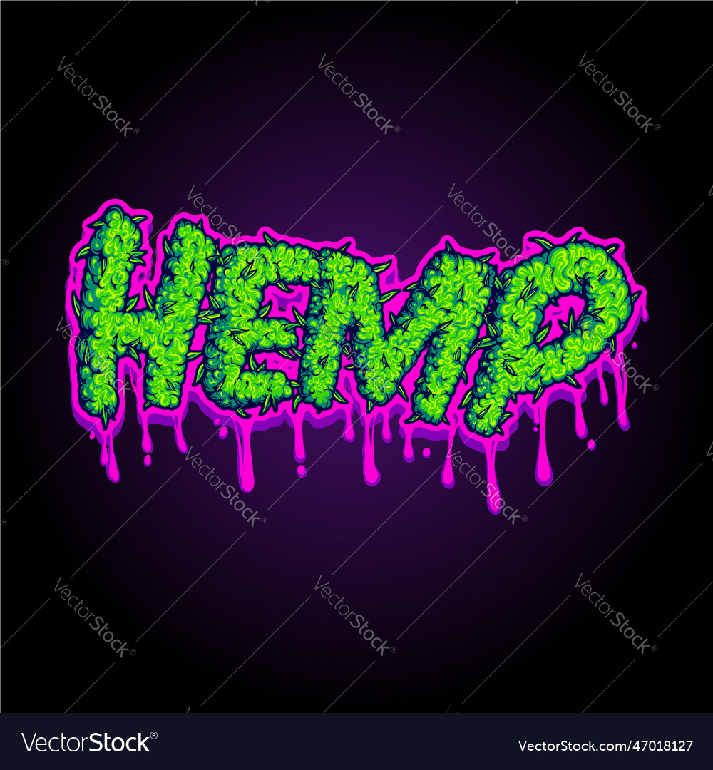 Hemp lettering text with melted effect logo Vector Image