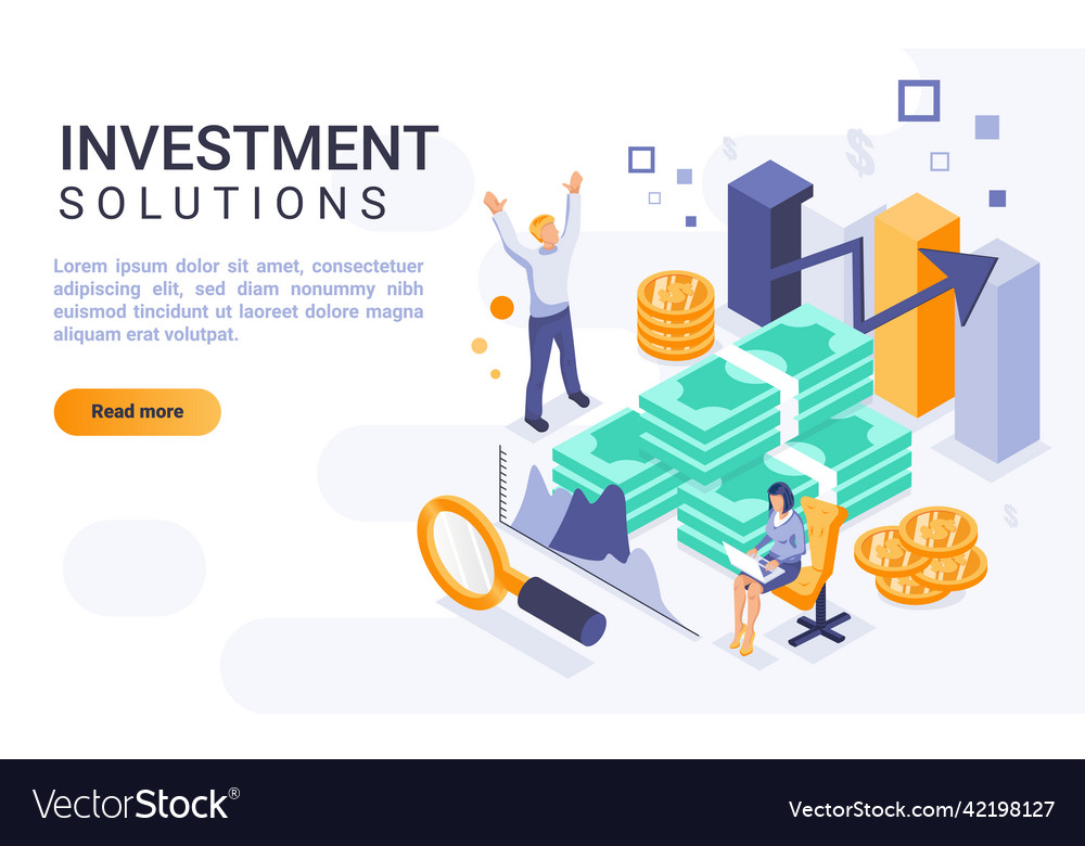 Investment solutions landing page isometric Vector Image