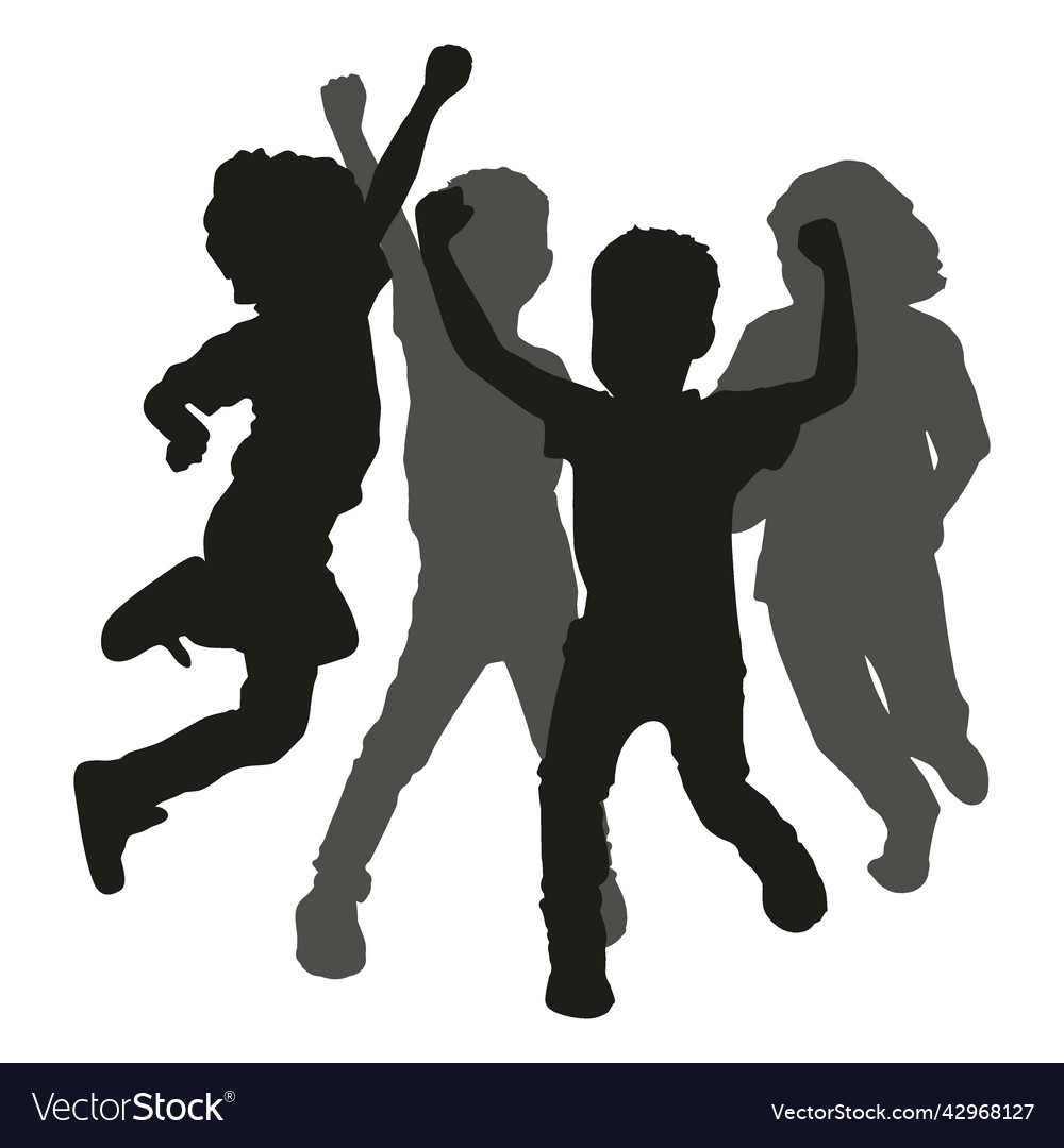 Kids having fun silhouette Royalty Free Vector Image