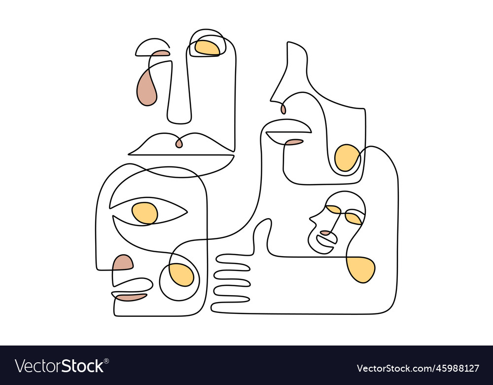 Modern continuous line art of ancient man Vector Image