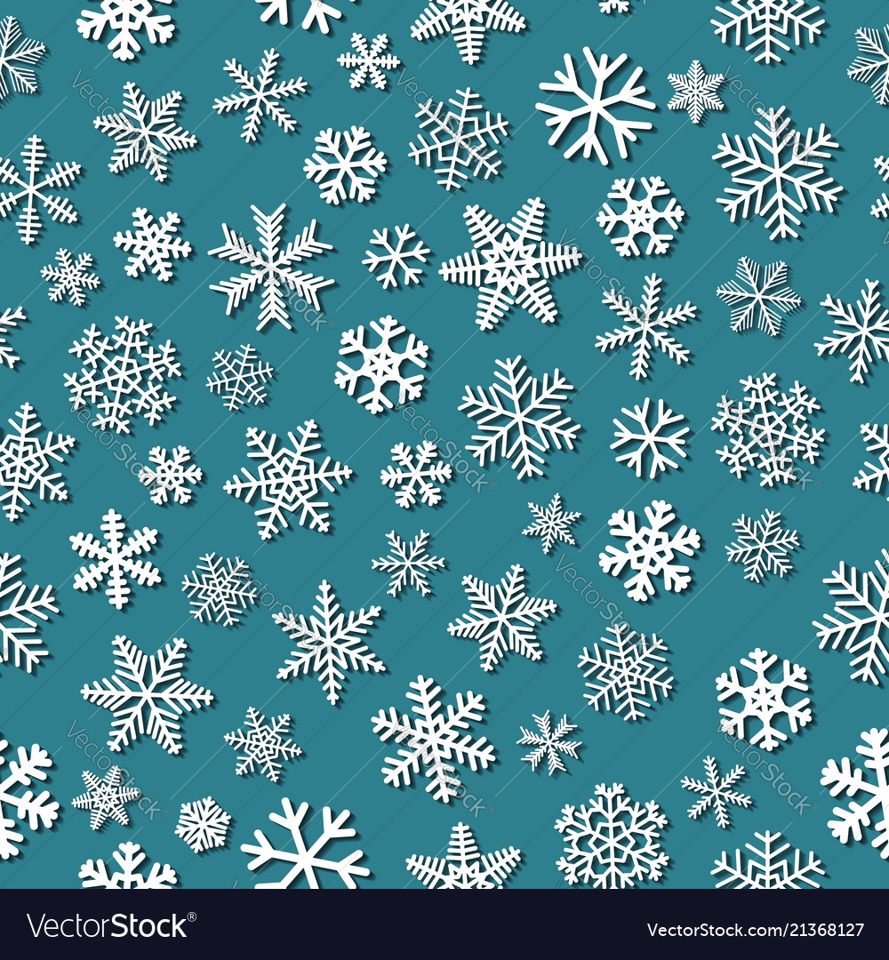 Seamless pattern of snowflakes with shadows vector image Seamless pattern of snowflakes with shadows