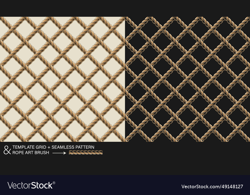 Seamless pattern with hemp rope net vector image Seamless pattern with hemp rope net