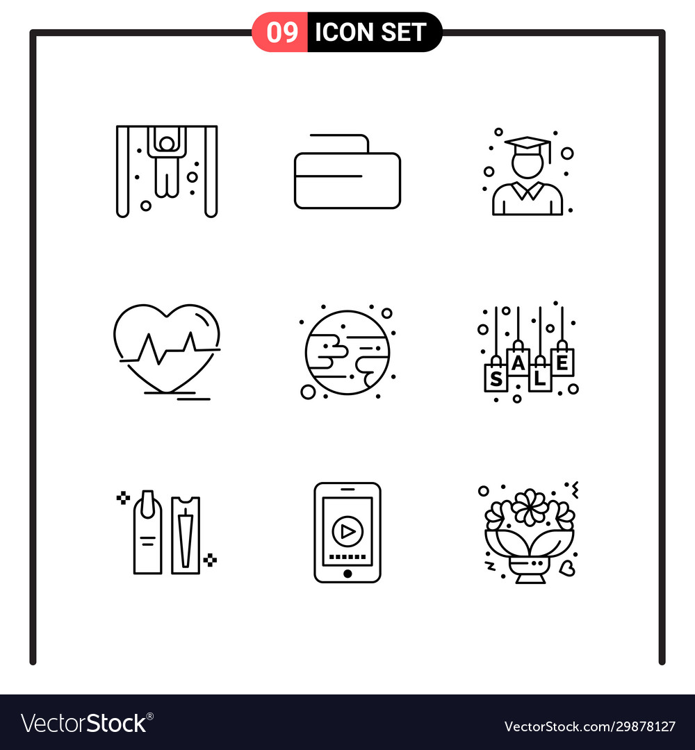 Set 9 line style icons for web and mobile