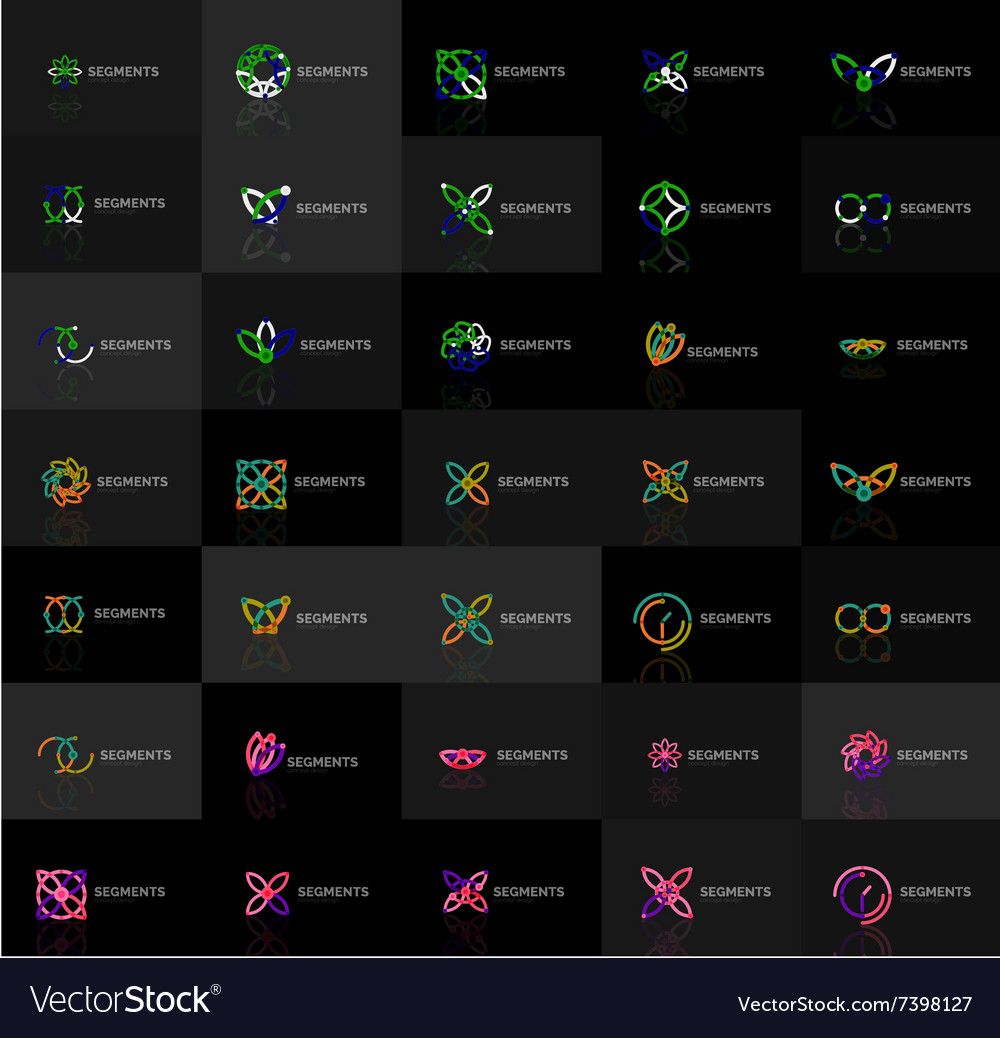 Set of linear abstract logos swirl circle