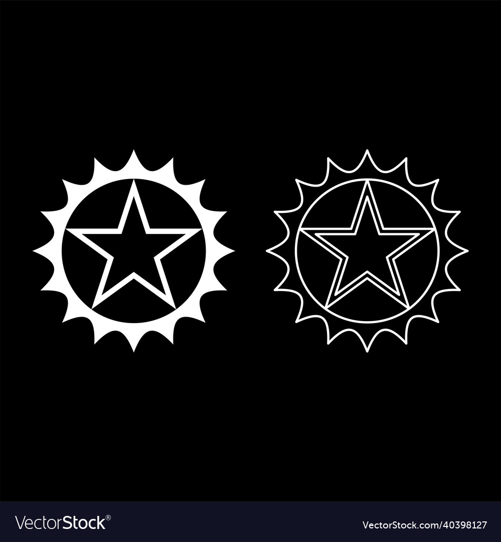 Star in circle with sharp edges icon white color