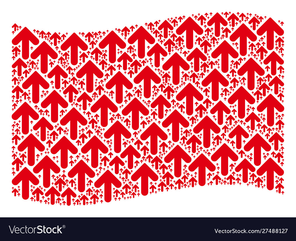 Waving red flag composition arrow up icons