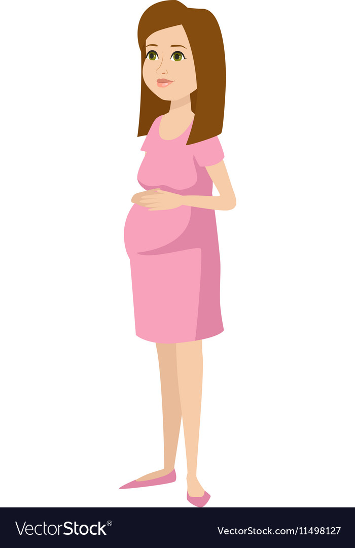 Young pregnant woman character Royalty Free Vector Image