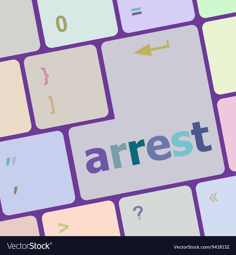 Arrest word on computer pc keyboard key