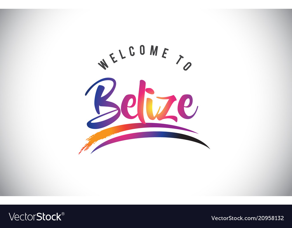 Belize welcome to message in purple vibrant