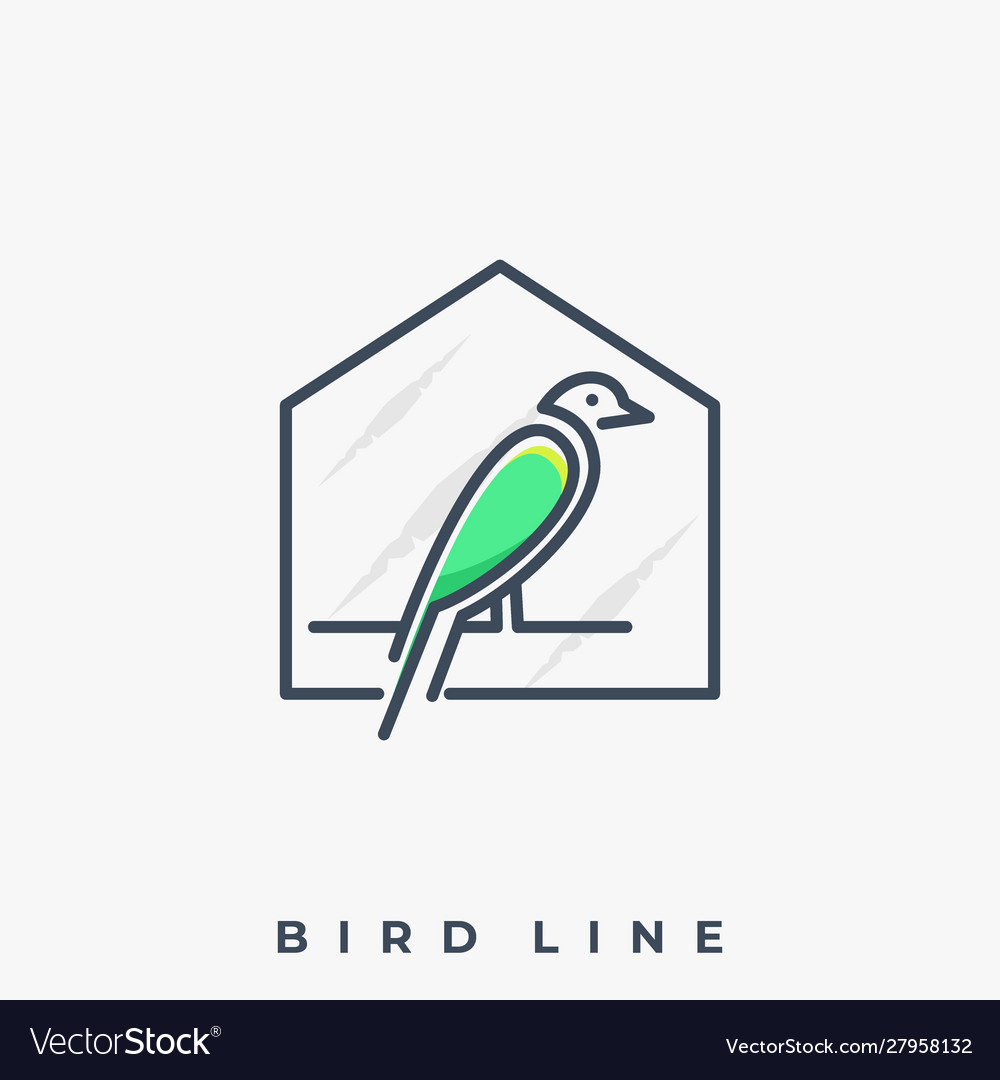 Bird with house line art template