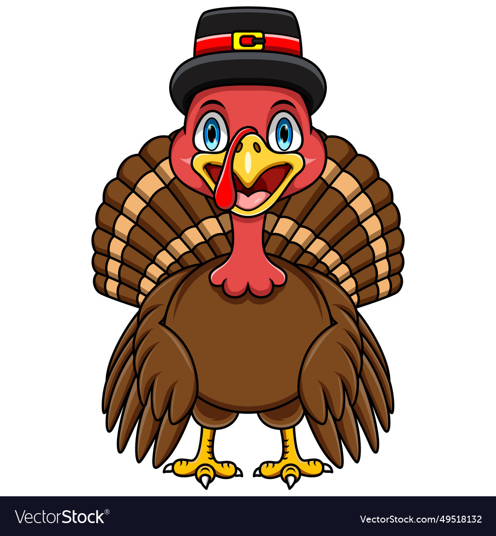 Cartoon turkey posing on white background Vector Image