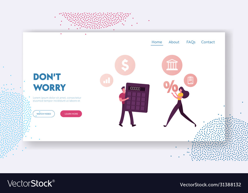 Characters counting credit rating landing page vector image Characters counting credit rating landing page