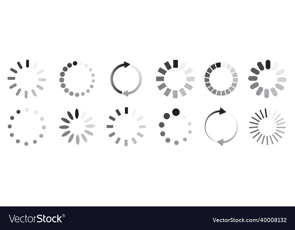 Collection of loading process icons digital vector image Collection of loading process icons digital