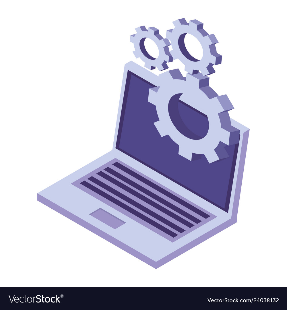 Computer with gears vector image Computer with gears