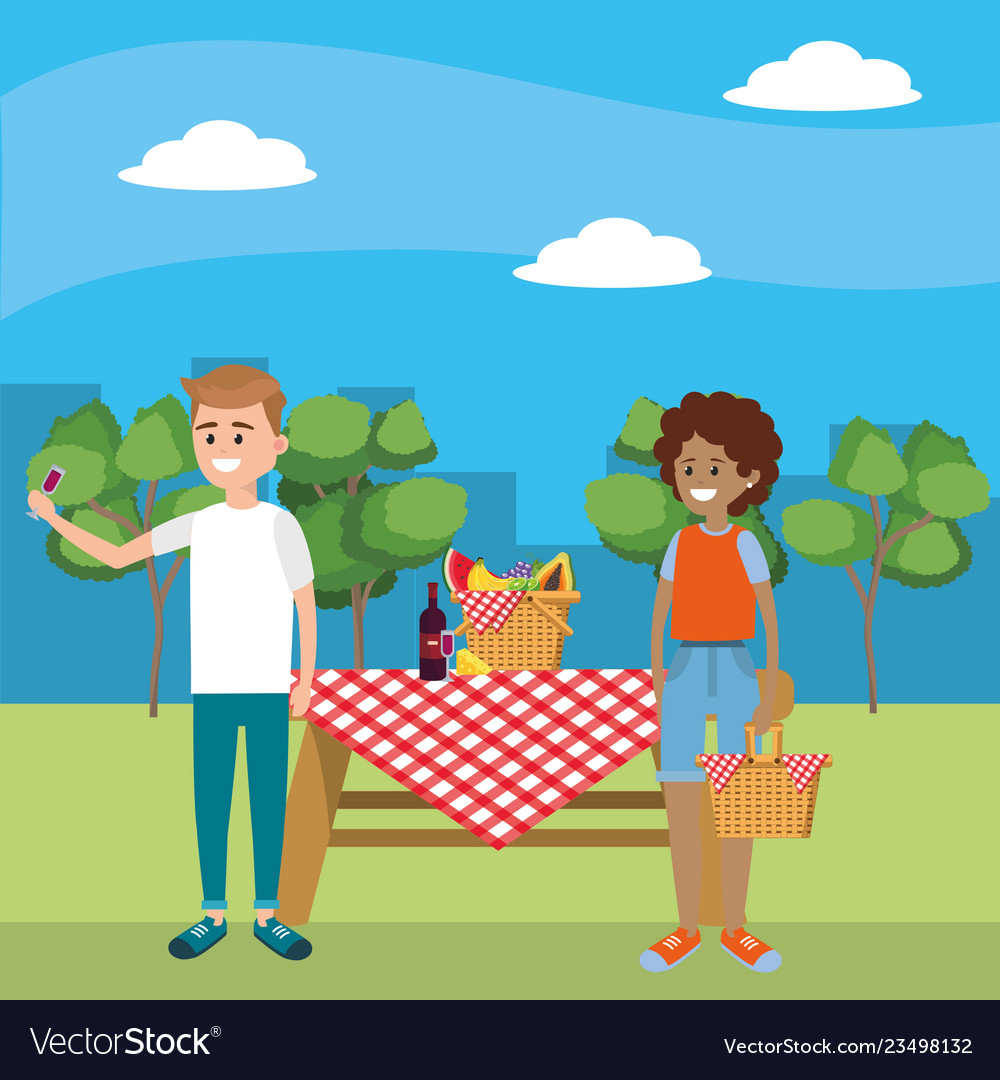 Couple and picnic cartoons Royalty Free Vector Image Couple and picnic cartoons Royalty Free Vector Image