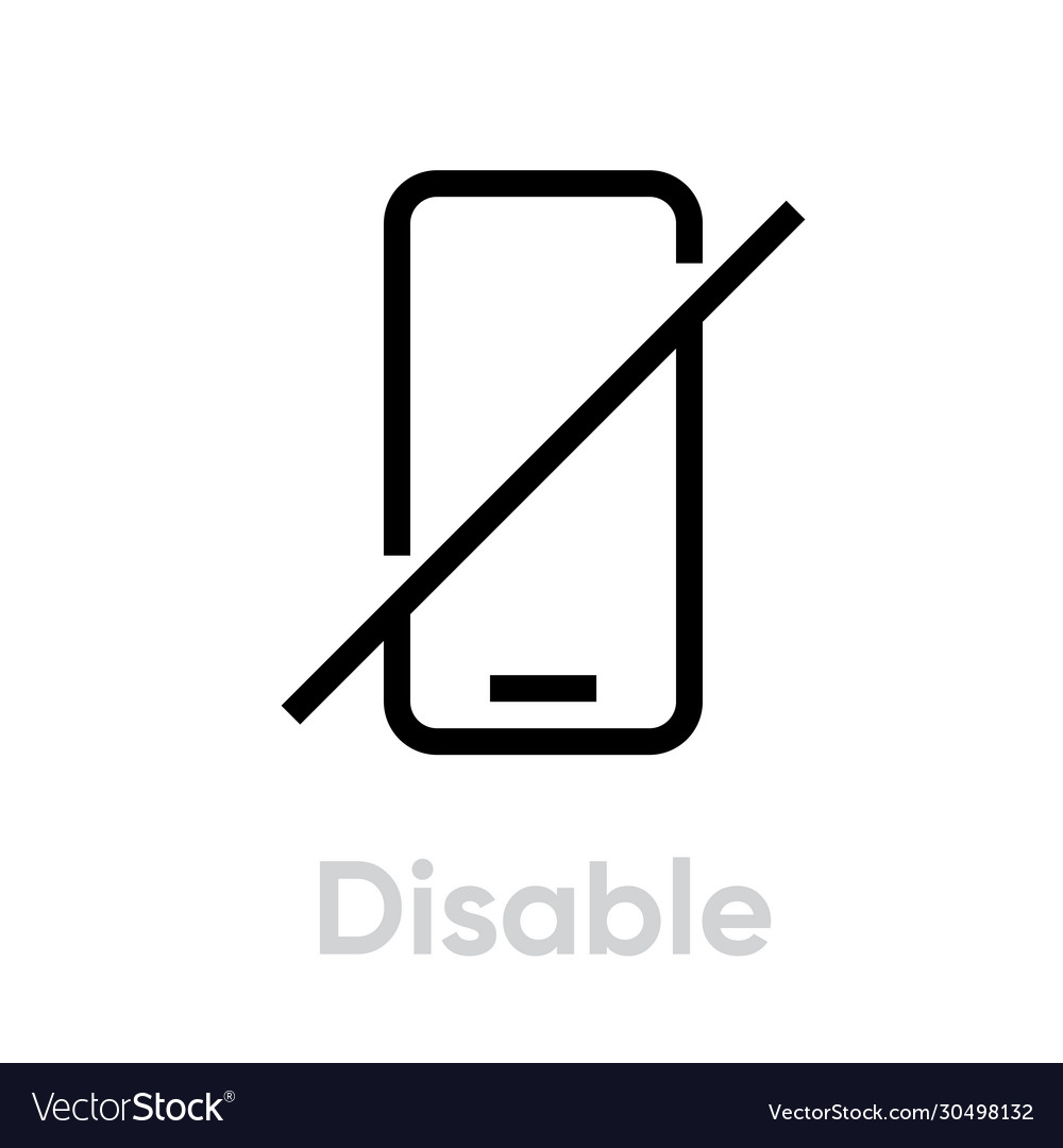 Disable phone icon editable outline Royalty Free Vector