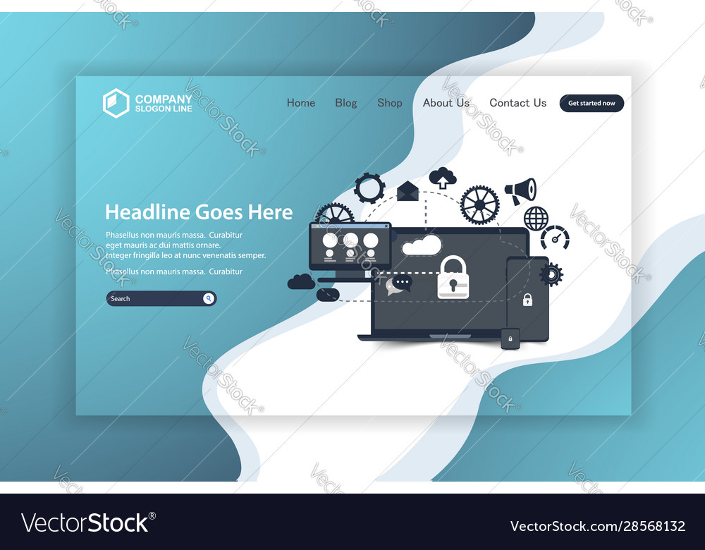 Flat design website landing page template vector image Flat design website landing page template
