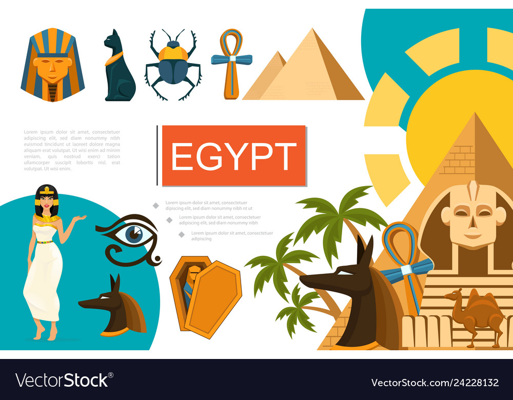 Flat egypt symbols composition Royalty Free Vector Image