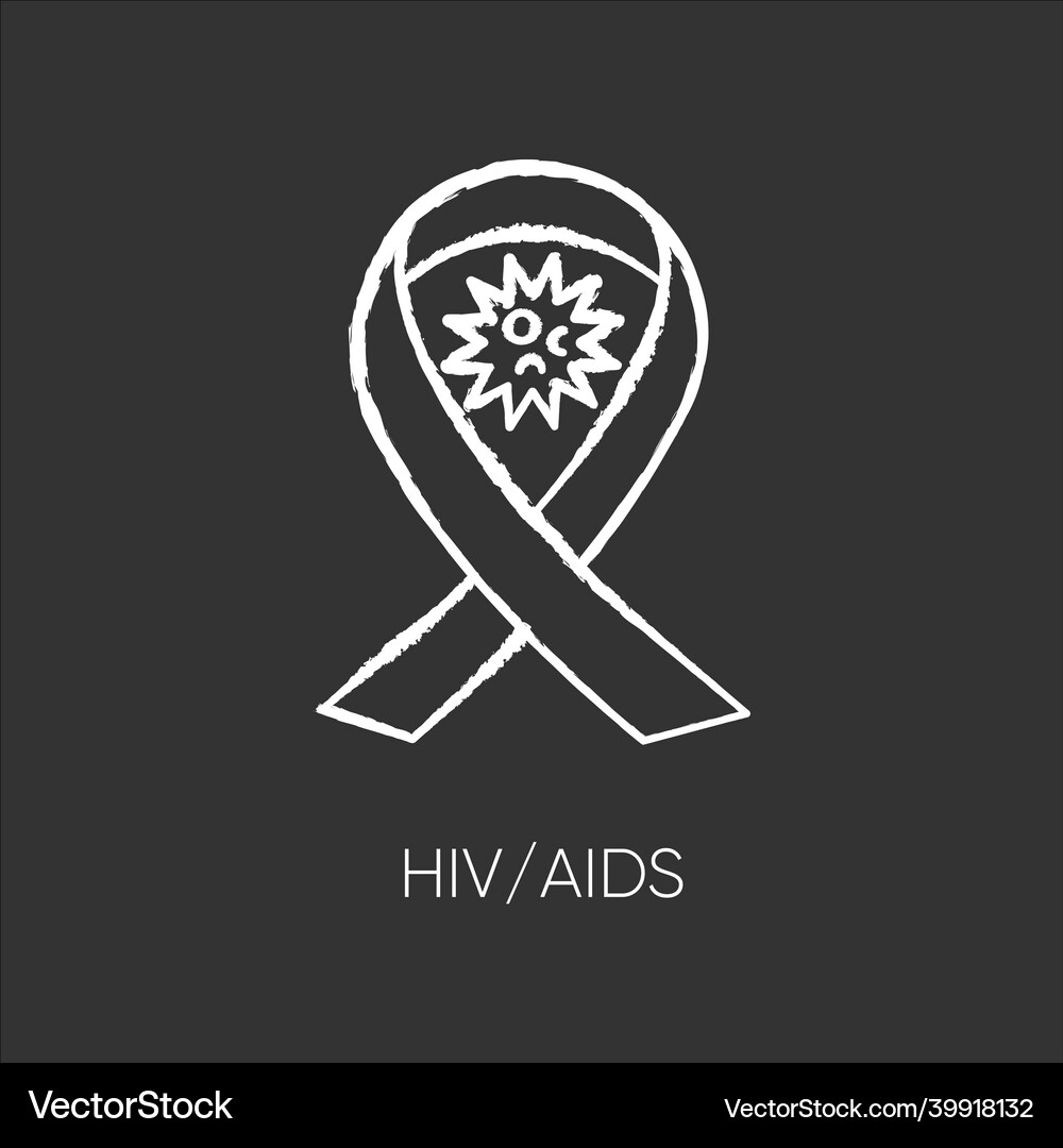 Hiv aids chalk white icon on black background Vector Image