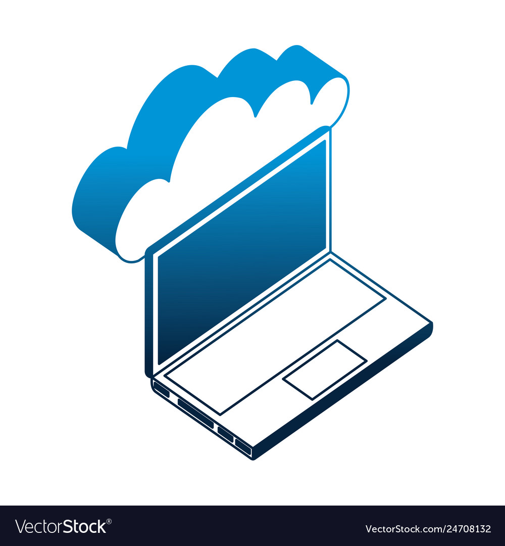 Laptop computer with cloud computing isometric