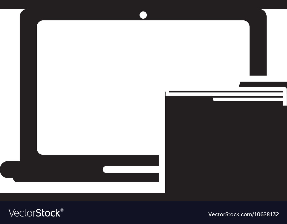 Laptop frontview and file folder icon