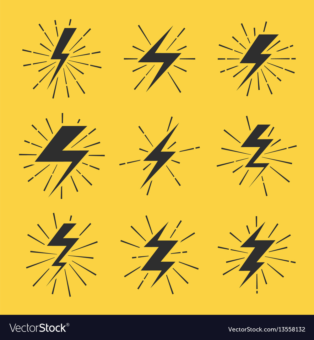 Lightning bolts icons set