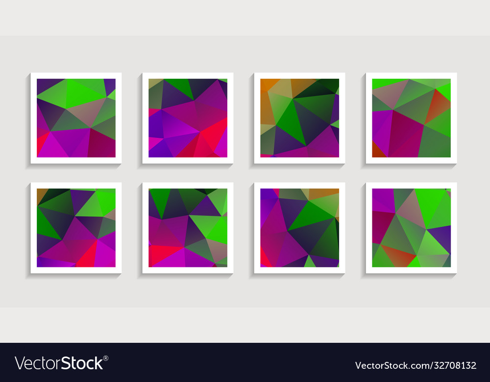 Modern mosaic low poly artwork poster set