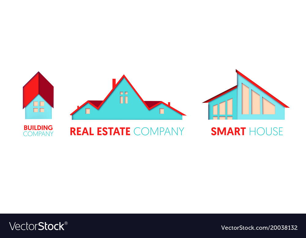 paper cut out logo set with private houses vector image cut out houses