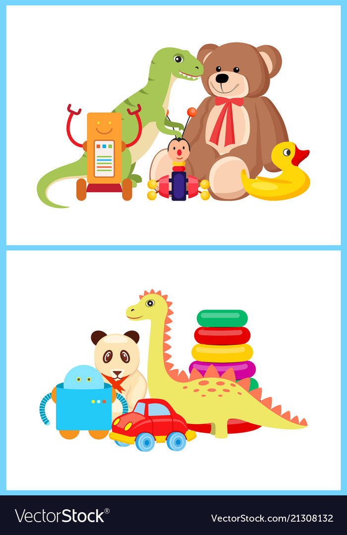 Robot and dinosaurs toy set vector image Robot and dinosaurs toy set