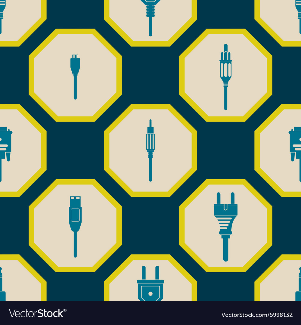 Seamless background with different power cord plug