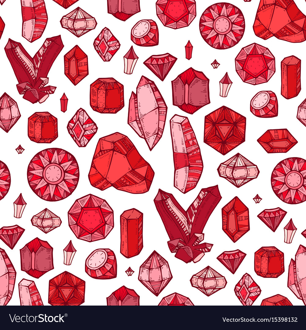 Seamless pattern with gems and diamonds