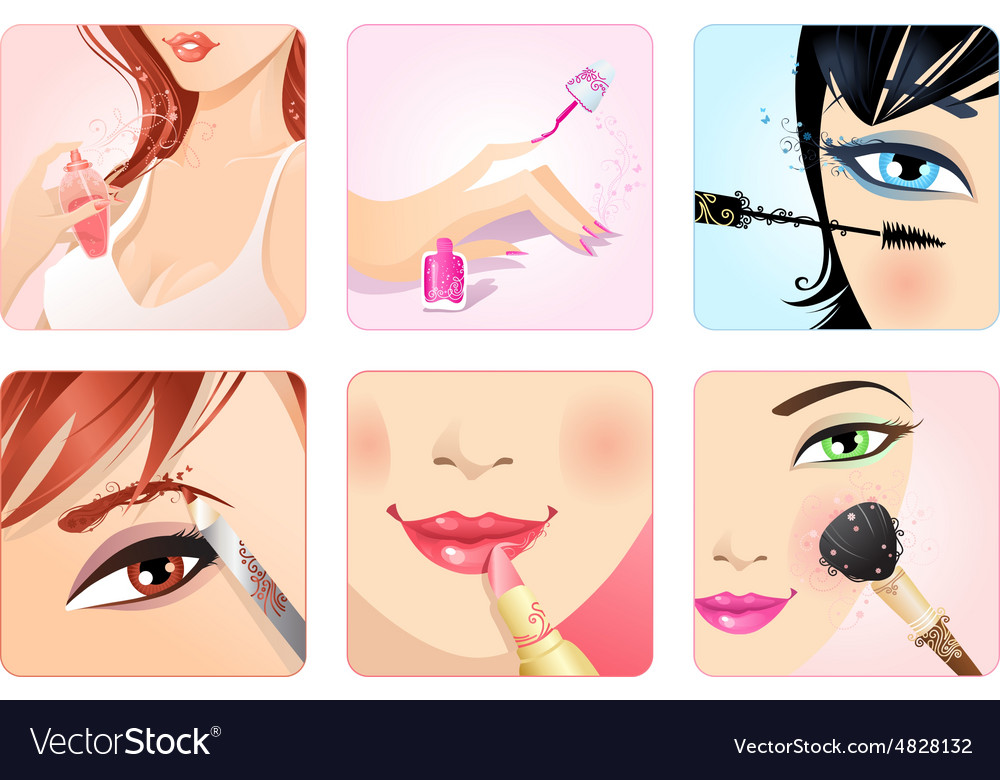 Set of make-up square icons
