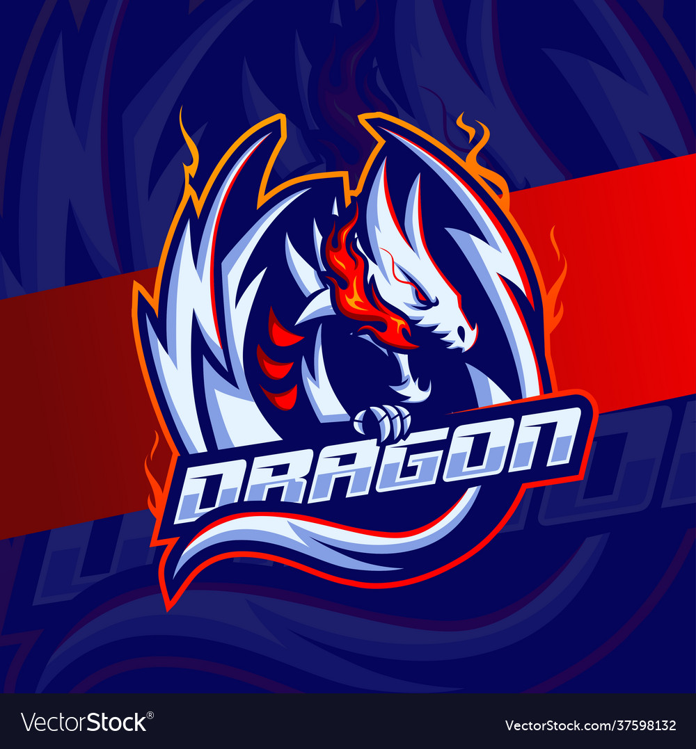 White dragon character mascot e-sport logo design Vector Image