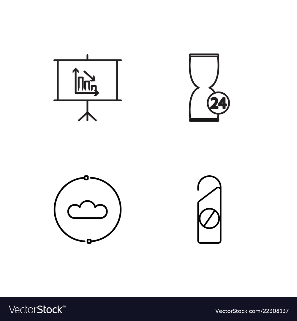 Business simple outlined icons set