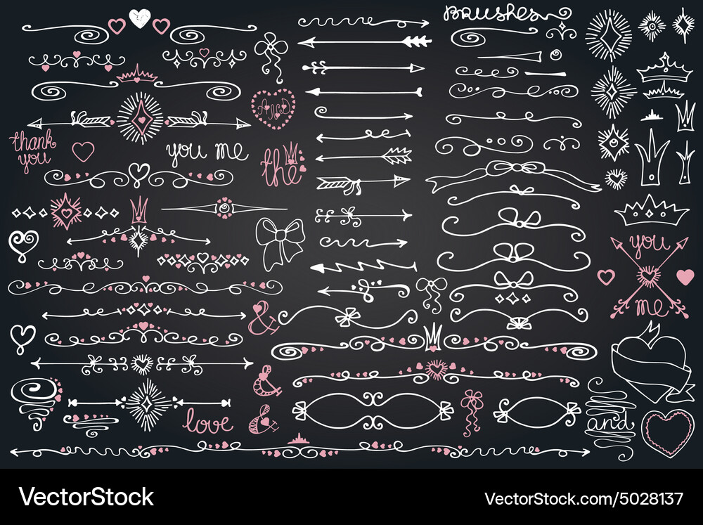 Doodle borderarrowsdecor set Royalty Free Vector Image