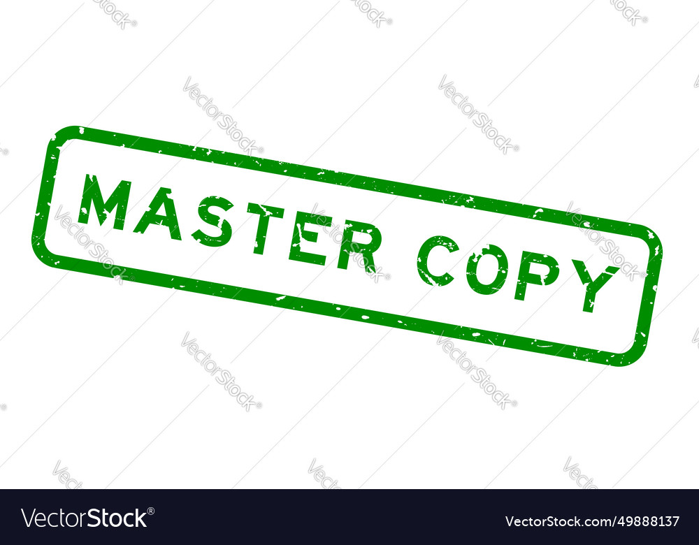 Grunge green master copy word square rubber seal Vector Image