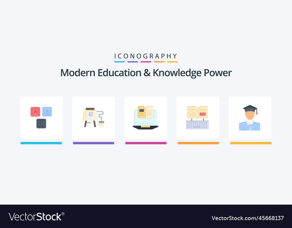 Modern education and knowledge power flat 5 icon