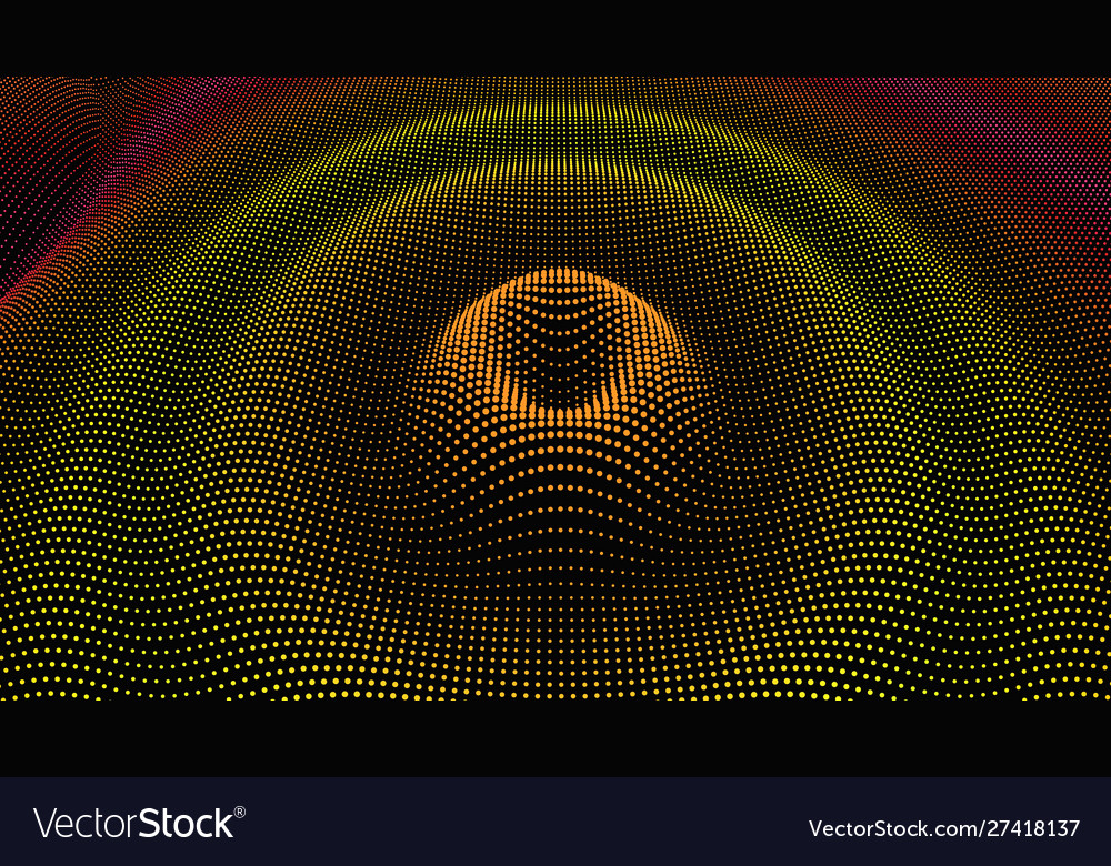 Particle 3d wavy ripple effect color grid surface Vector Image Particle 3d wavy ripple effect color grid surface