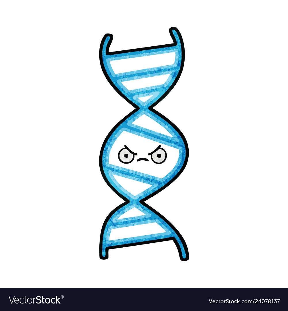 Retro grunge texture cartoon dna strand