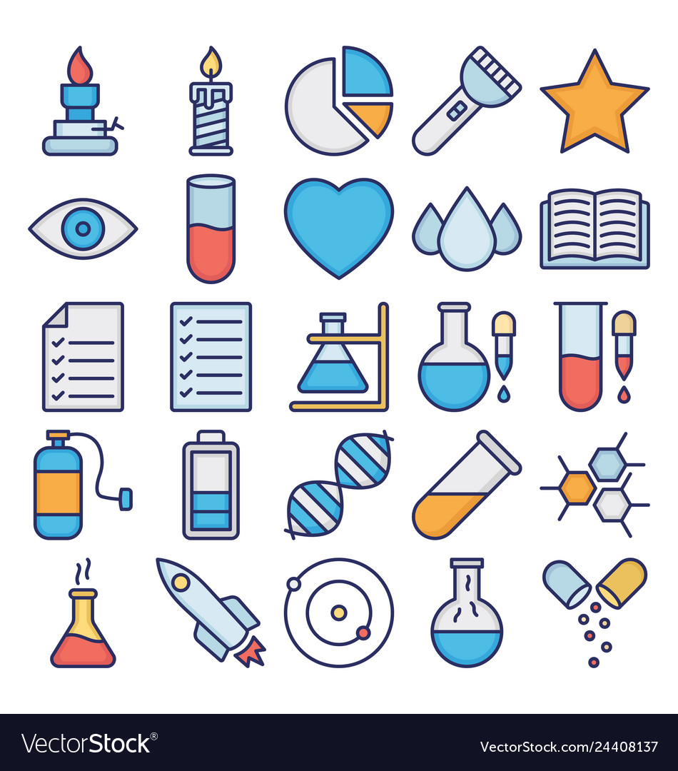 Science and technology isolated icons set