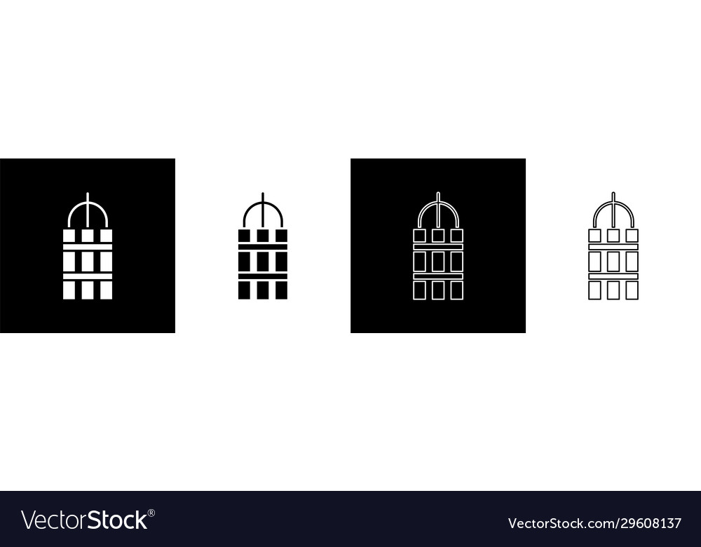 Set detonate dynamite bomb stick and timer clock vector image Set detonate dynamite bomb stick and timer clock