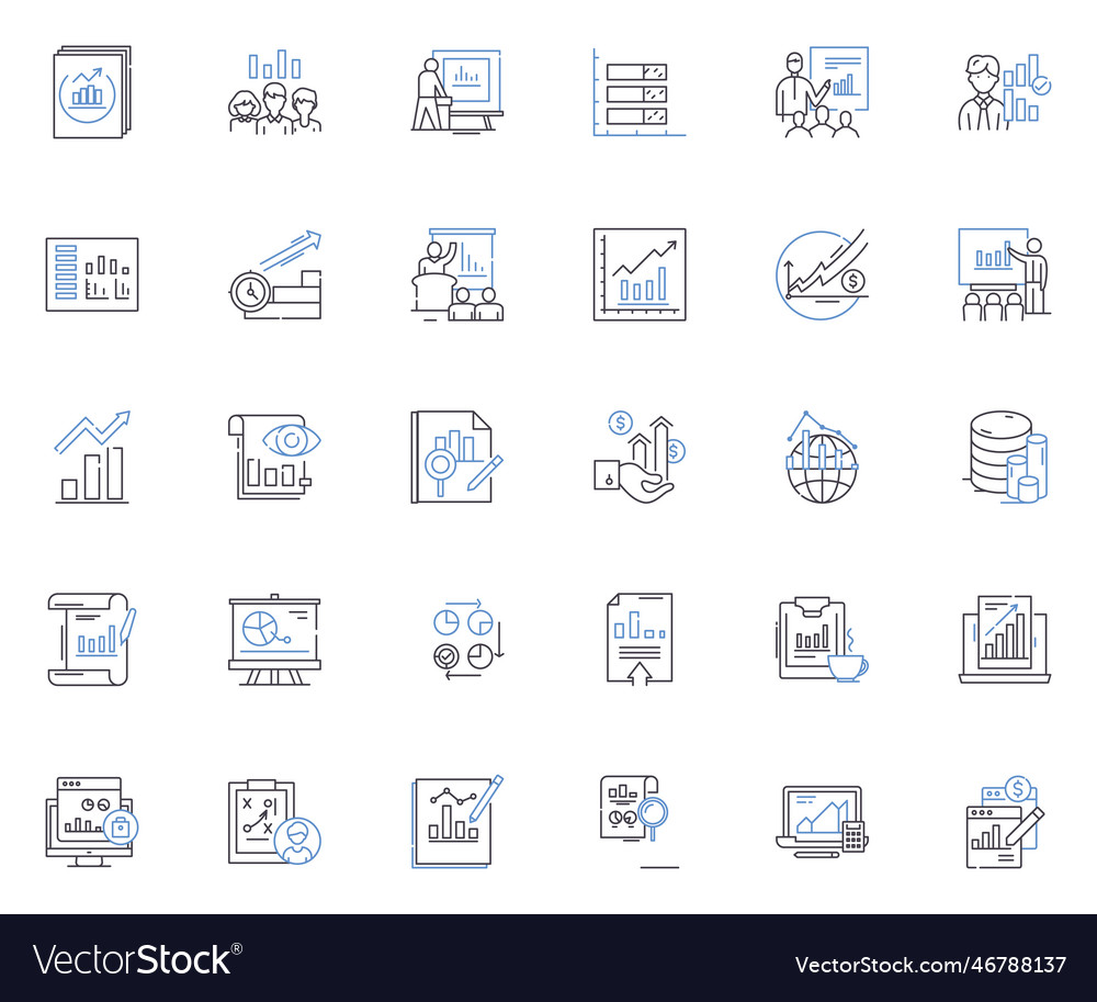 Statistic representation line icons collection vector image Statistic representation line icons collection