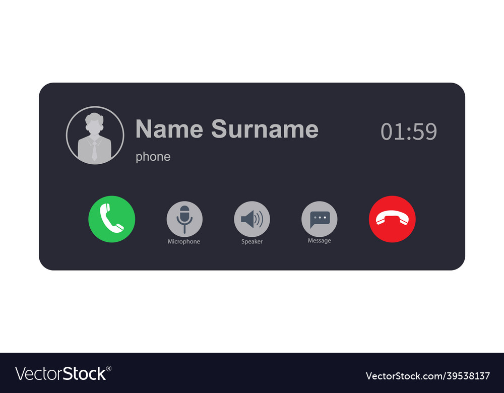 Template for the incoming call screen with icons vector image Template for the incoming call screen with icons