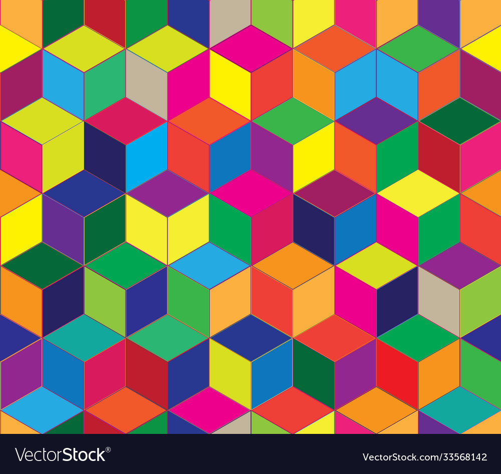 Abstract seamless colorful background with cubes vector image Abstract seamless colorful background with cubes