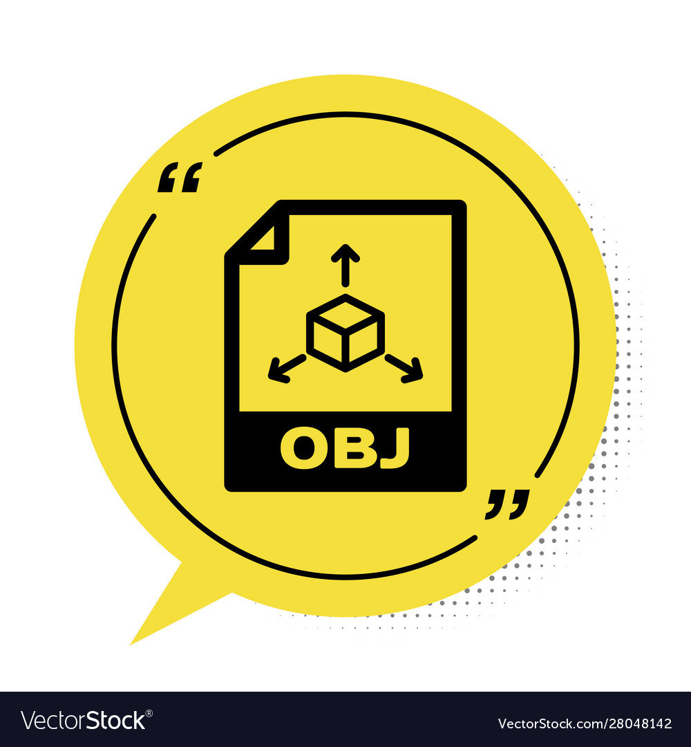 Black obj file document download button icon vector image Black obj file document download button icon