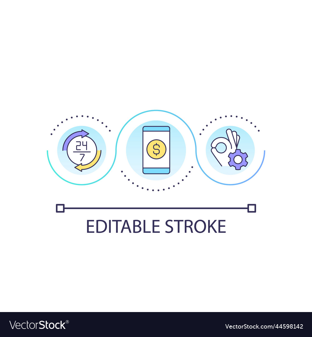 Check balance around the clock loop concept icon Vector Image Check balance around the clock loop concept icon